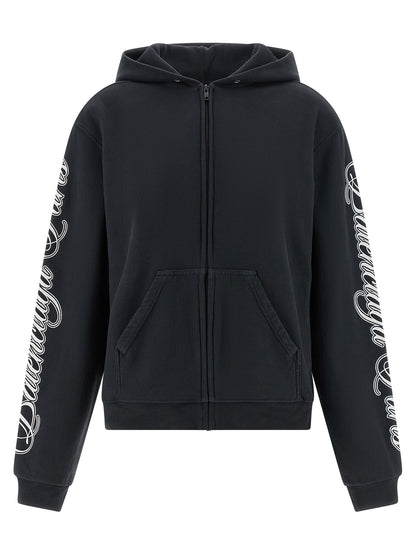Balenciaga Black Washed-Effect Cotton Sweatshirt