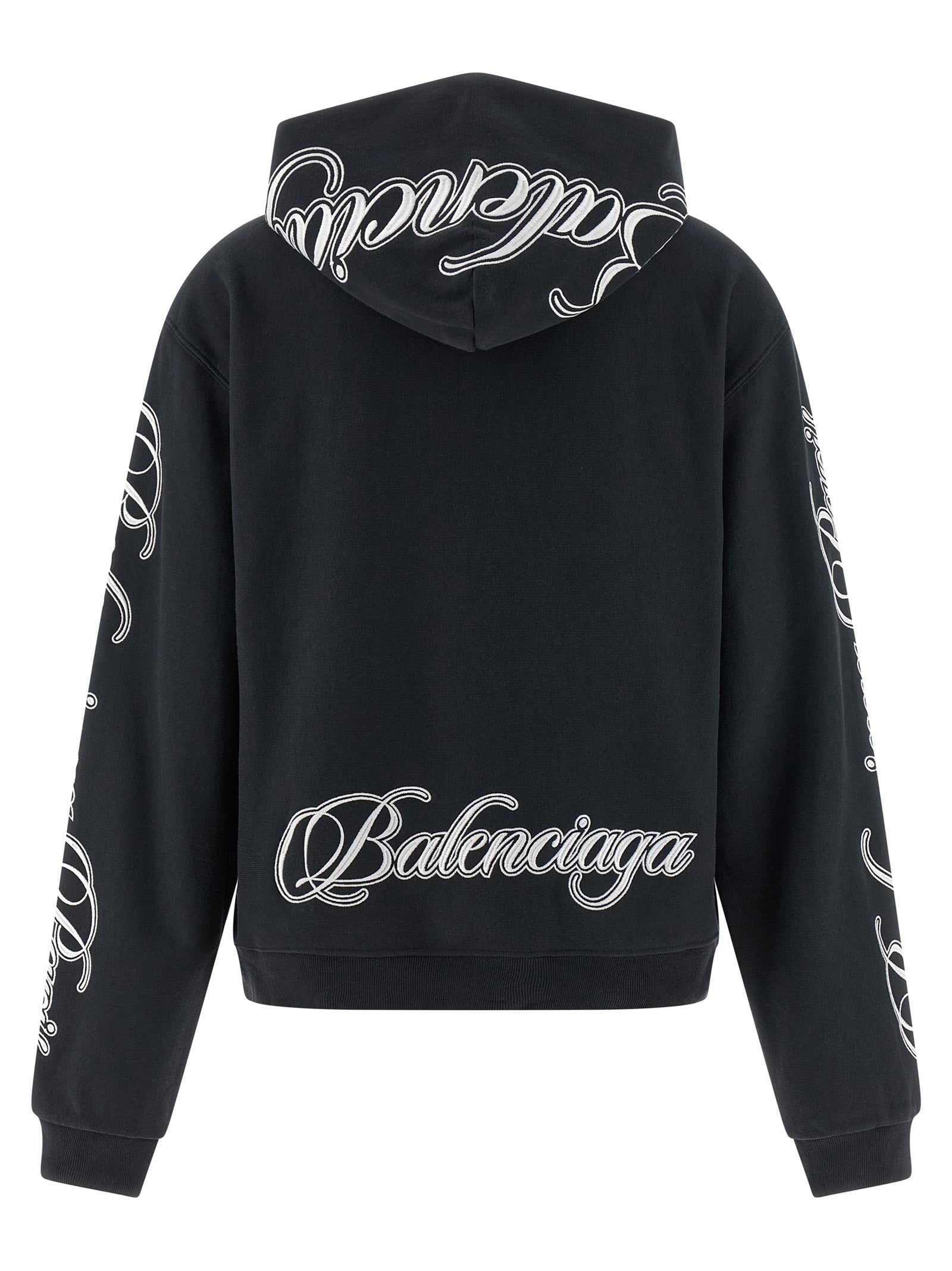 Balenciaga Black Washed-Effect Cotton Sweatshirt