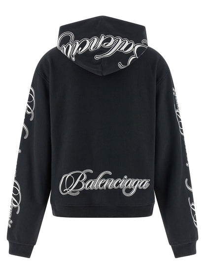 Balenciaga Black Washed-Effect Cotton Sweatshirt