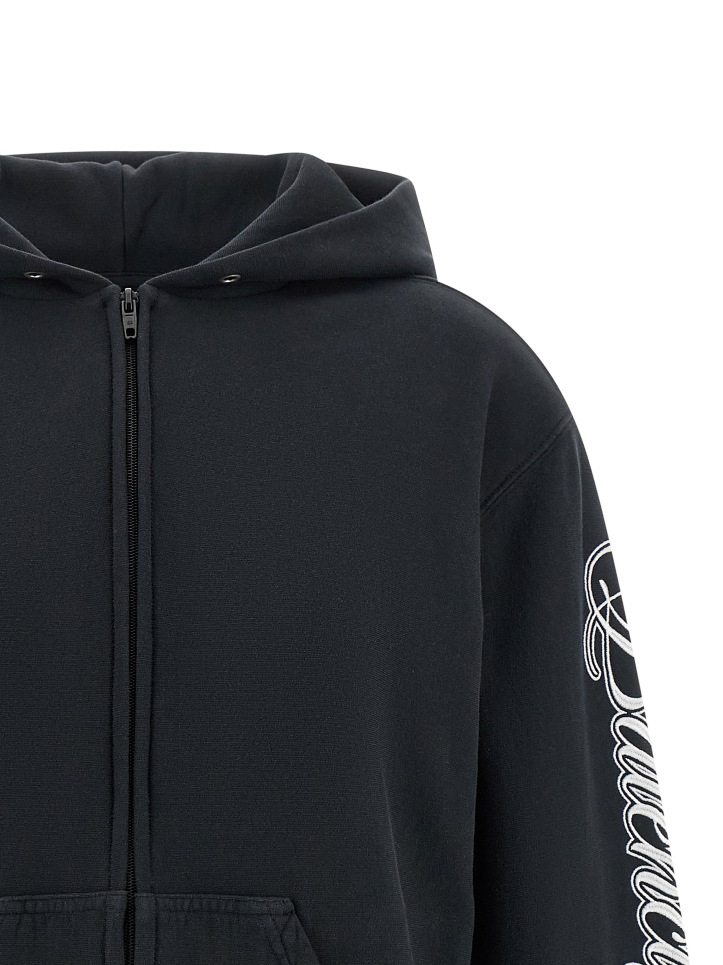 Balenciaga Black Washed-Effect Cotton Sweatshirt