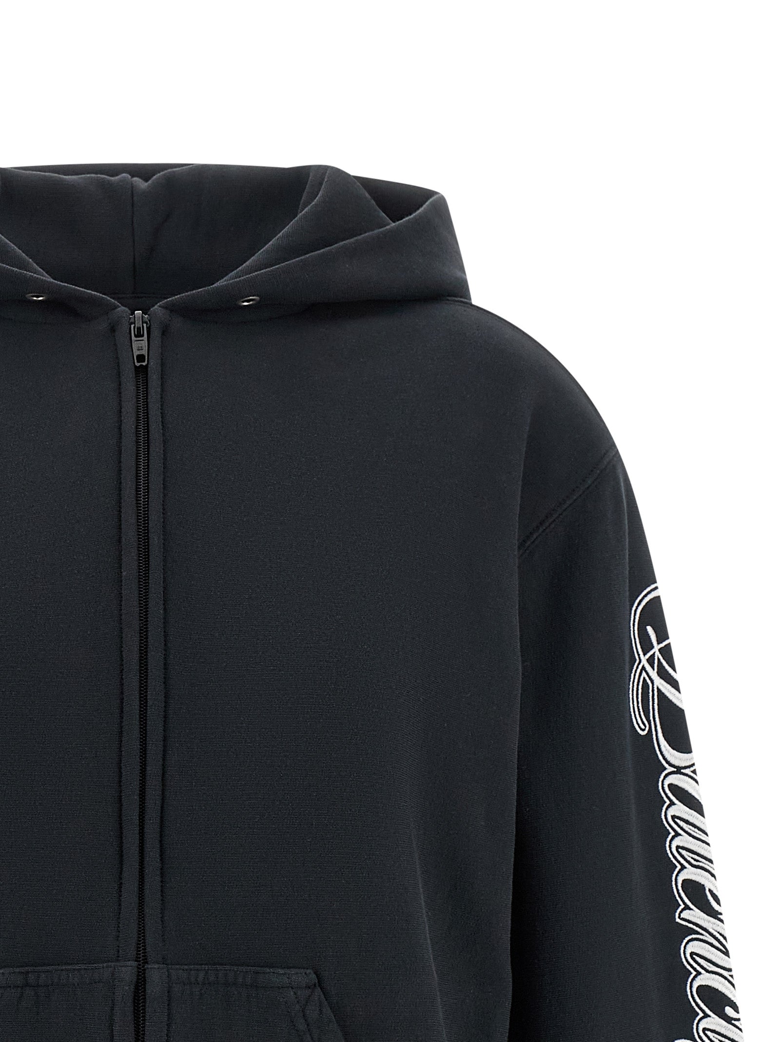 Balenciaga Black Washed-Effect Cotton Sweatshirt