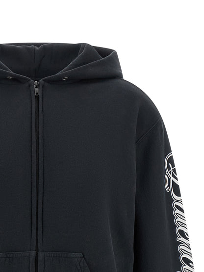 Balenciaga Black Washed-Effect Cotton Sweatshirt