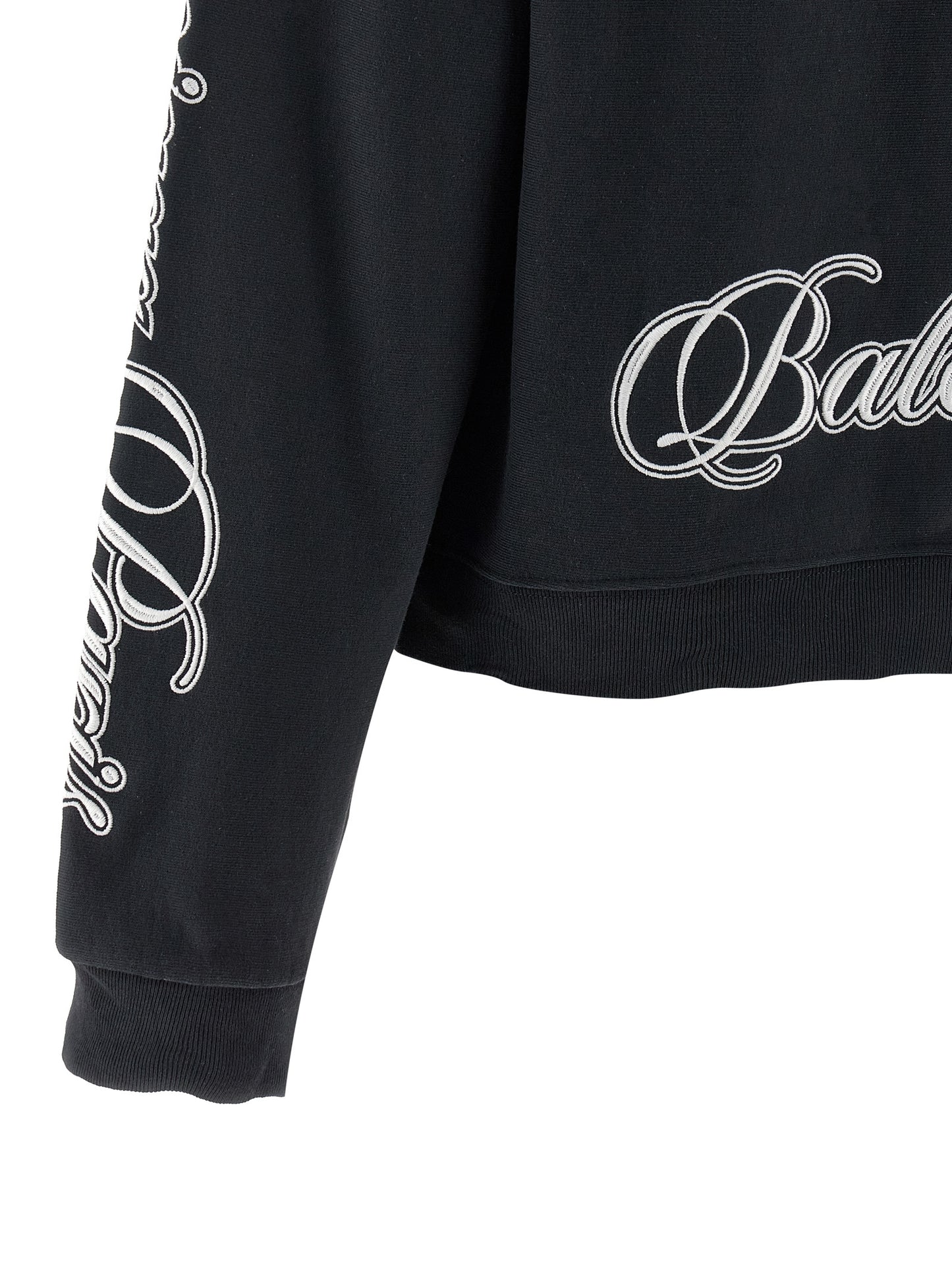 Balenciaga Black Washed-Effect Cotton Sweatshirt