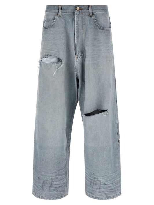 Balenciaga Minimal Baggy Blue Cotton Relaxed Fit Jeans
