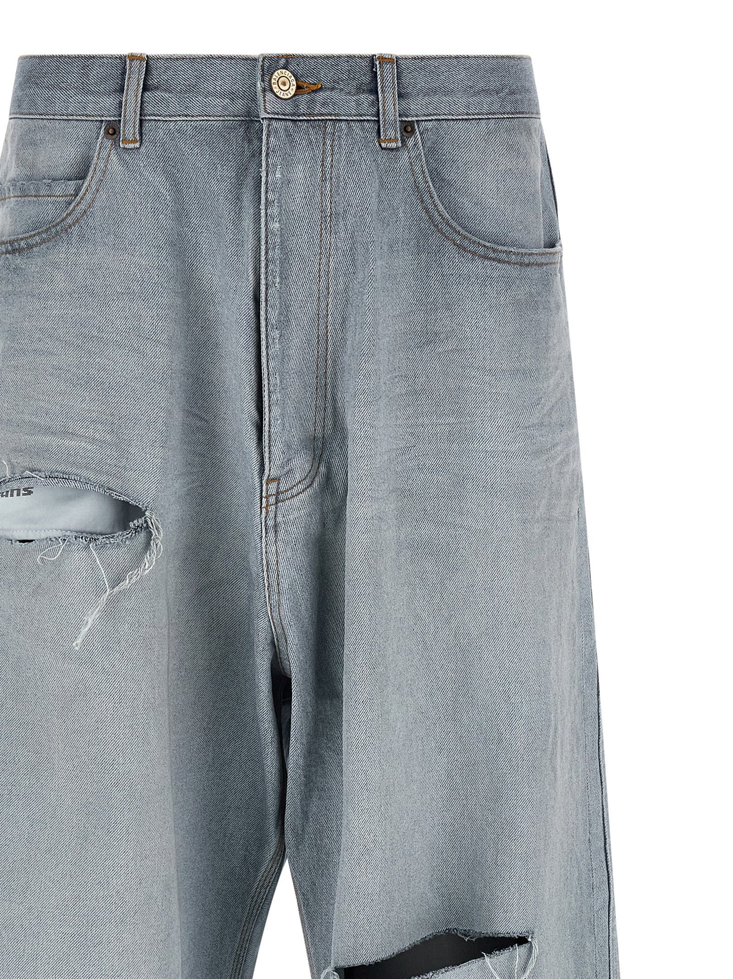 Balenciaga Minimal Baggy Blue Cotton Relaxed Fit Jeans