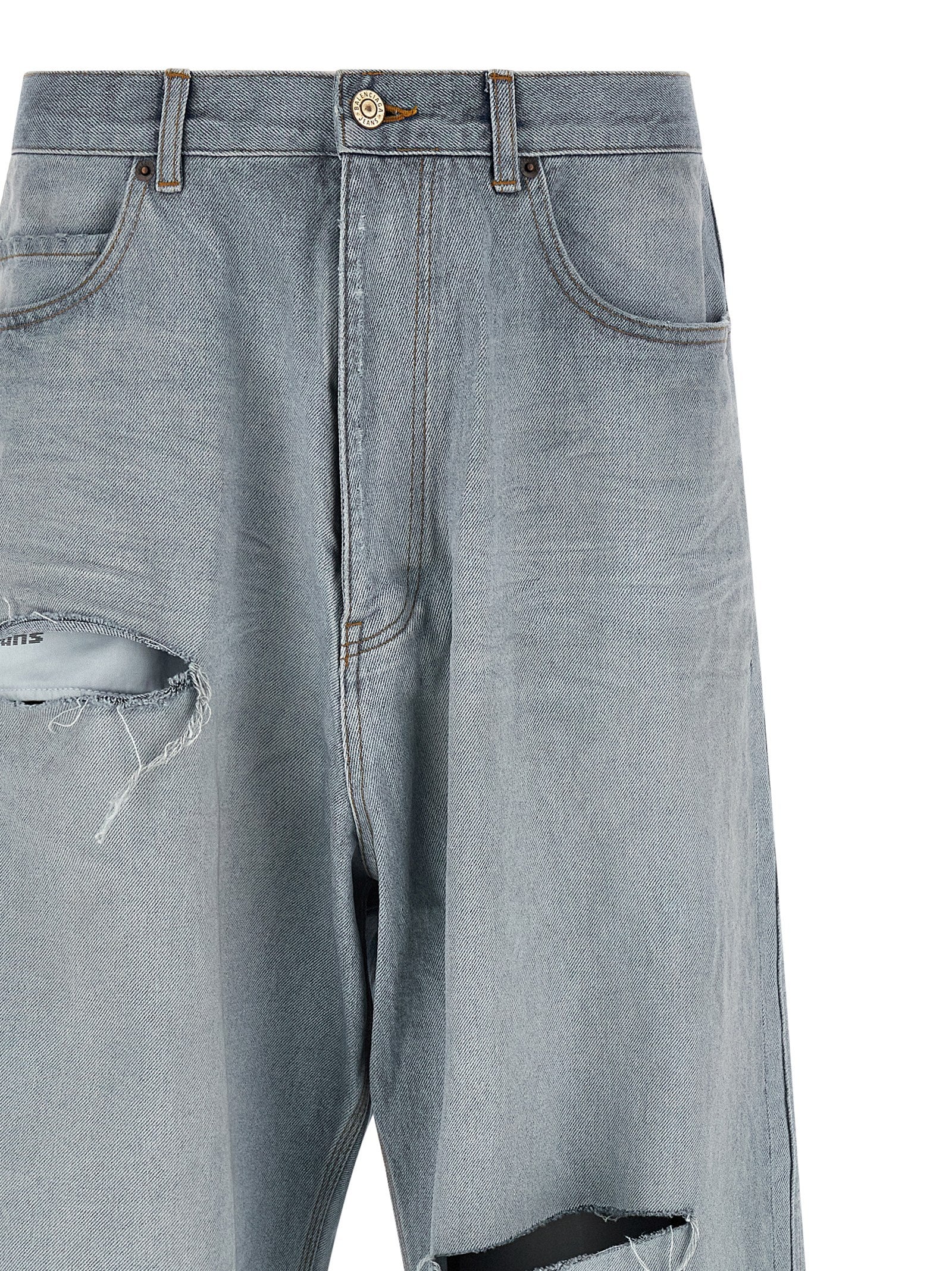Balenciaga Minimal Baggy Blue Cotton Relaxed Fit Jeans