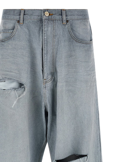 Balenciaga Minimal Baggy Blue Cotton Relaxed Fit Jeans