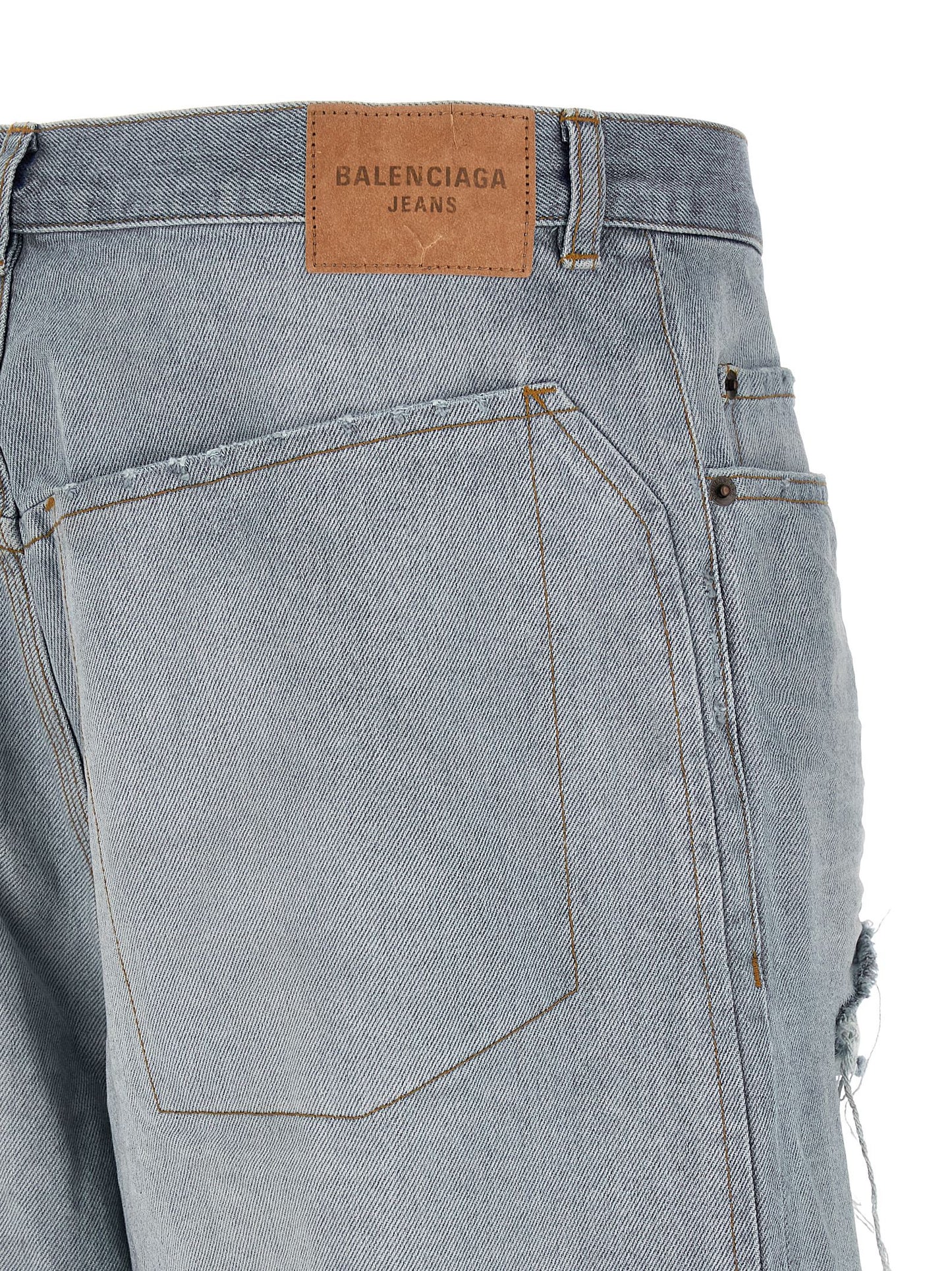 Balenciaga Minimal Baggy Blue Cotton Relaxed Fit Jeans