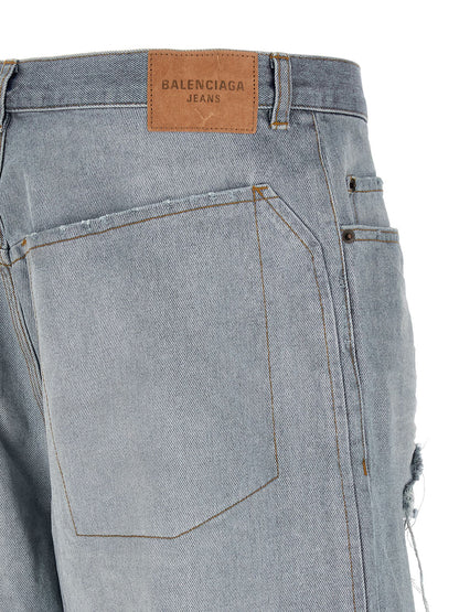 Balenciaga Minimal Baggy Blue Cotton Relaxed Fit Jeans