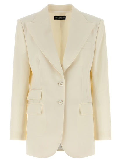 Dolce & Gabbana White Virgin Wool Blazer