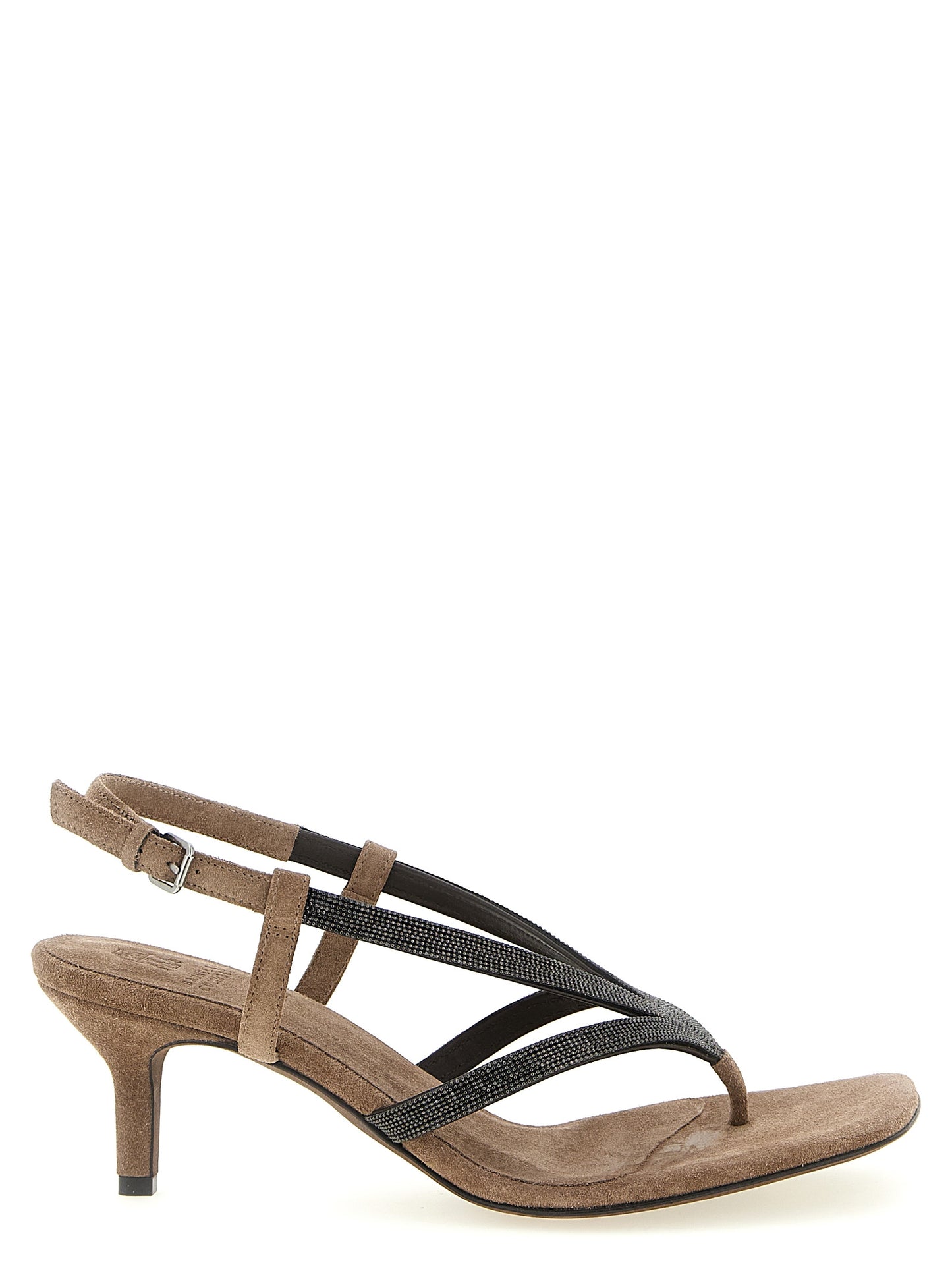Brunello Cucinelli Beige Lamb Leather Flat Sandals, EU38/US8