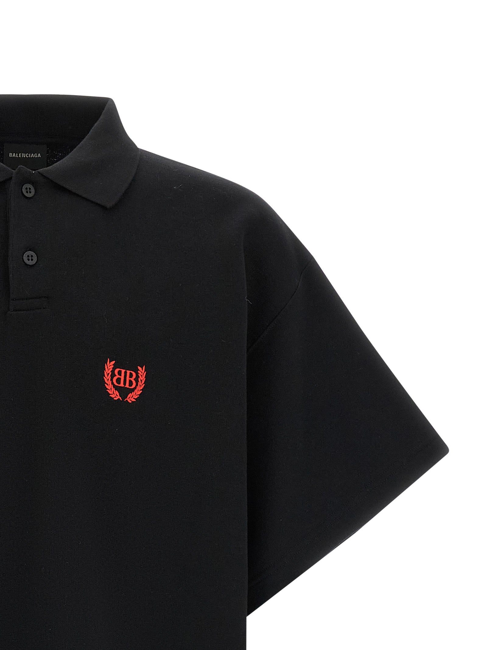 Balenciaga Black Cotton Polo Shirt - Laurel Classic Embroidery