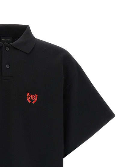 Balenciaga Black Cotton Polo Shirt - Laurel Classic Embroidery