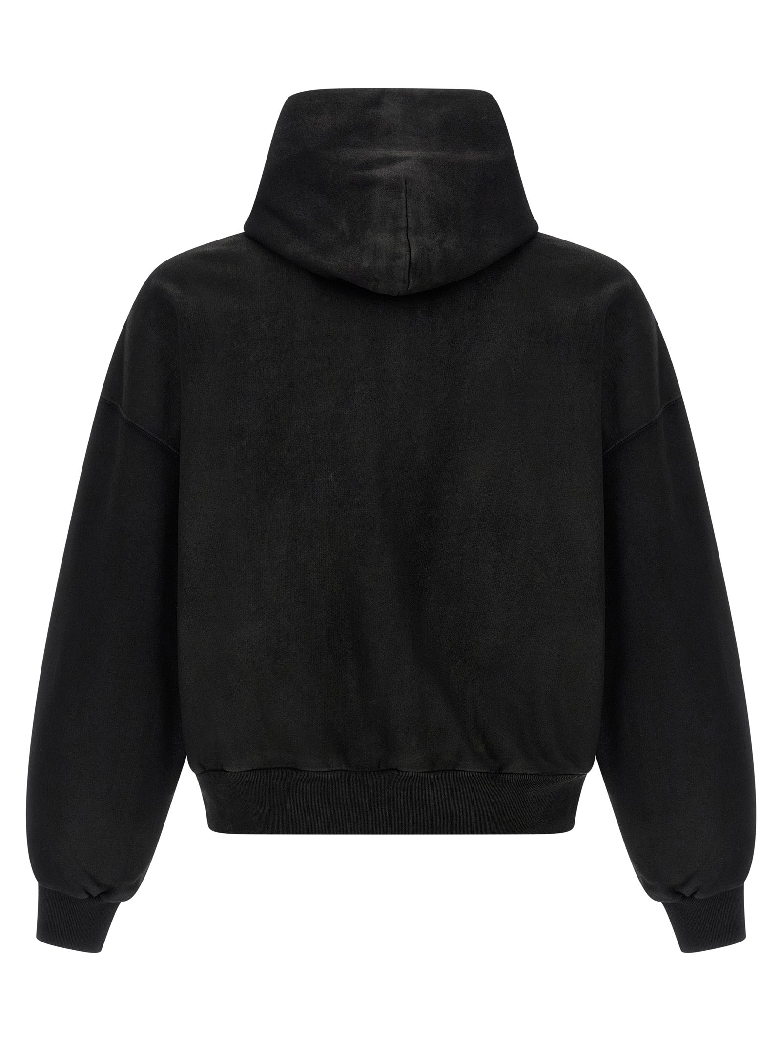 Balenciaga Black Cotton Cropped Hoodie