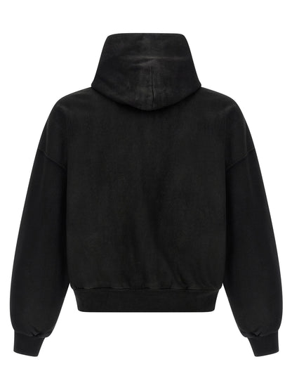 Balenciaga Black Cotton Cropped Hoodie
