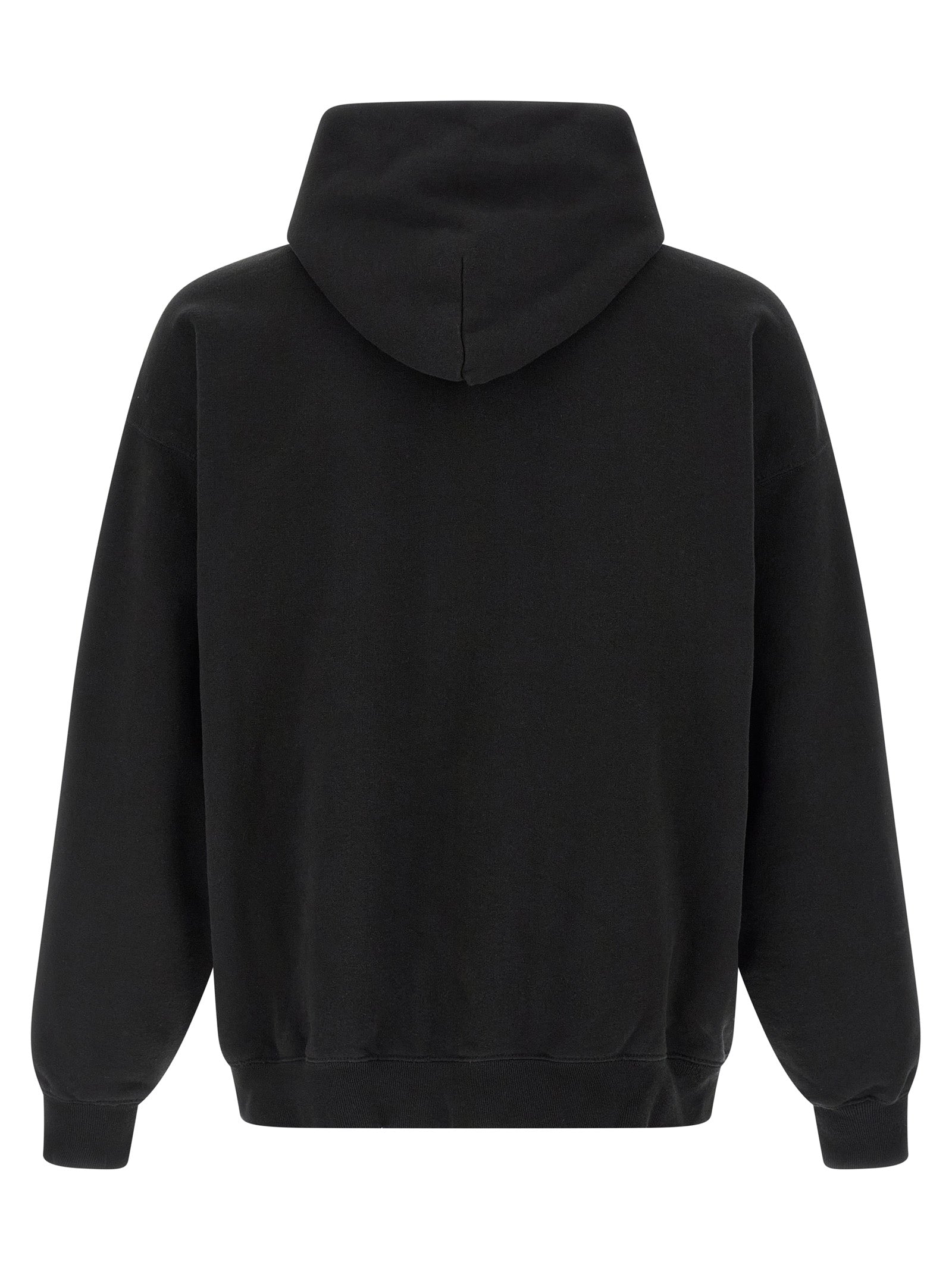 Balenciaga Black Dry Used-Effect Fleece Hoodie
