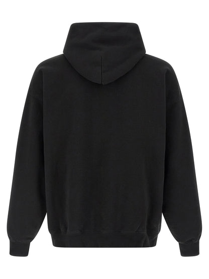 Balenciaga Black Dry Used-Effect Fleece Hoodie