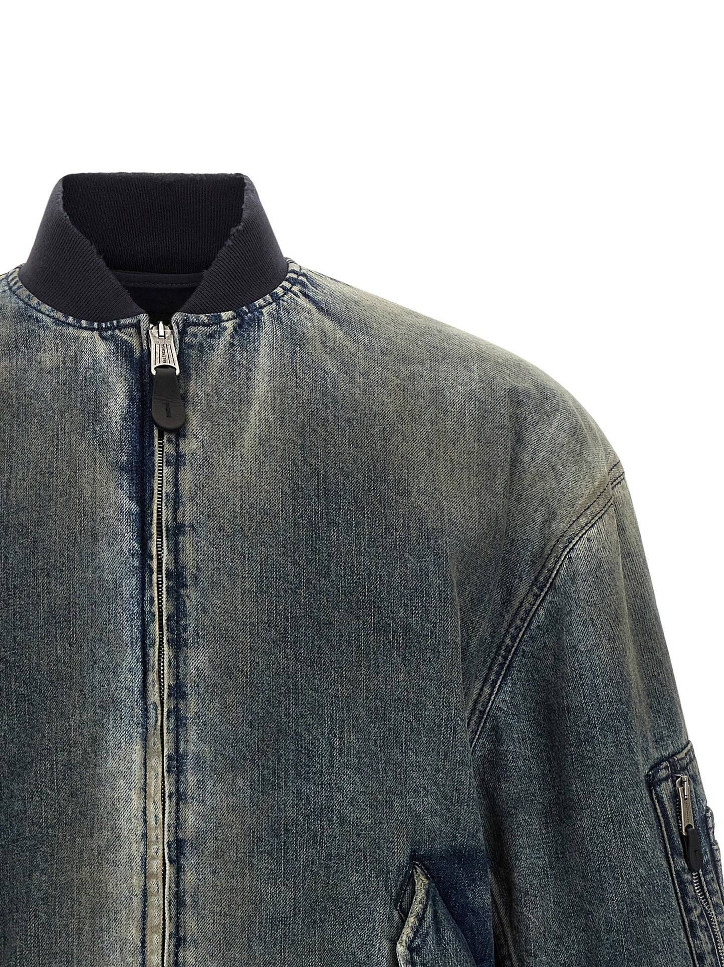 Balenciaga Gray Polyester Bomber Standard Jacket