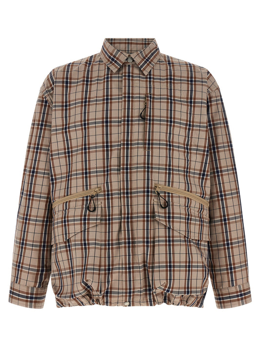 Comme des Garçons Beige Cotton Check-Print Full-Length Jacket