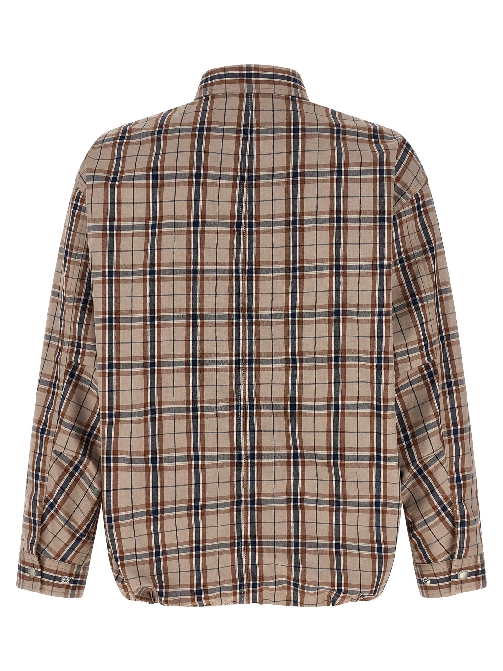 Comme des Garçons Beige Cotton Check-Print Full-Length Jacket