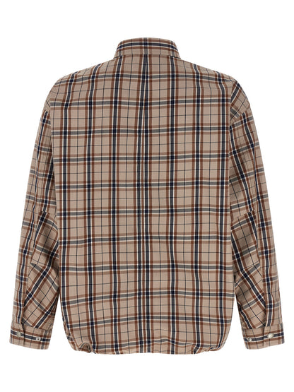 Comme des Garçons Beige Cotton Check-Print Full-Length Jacket