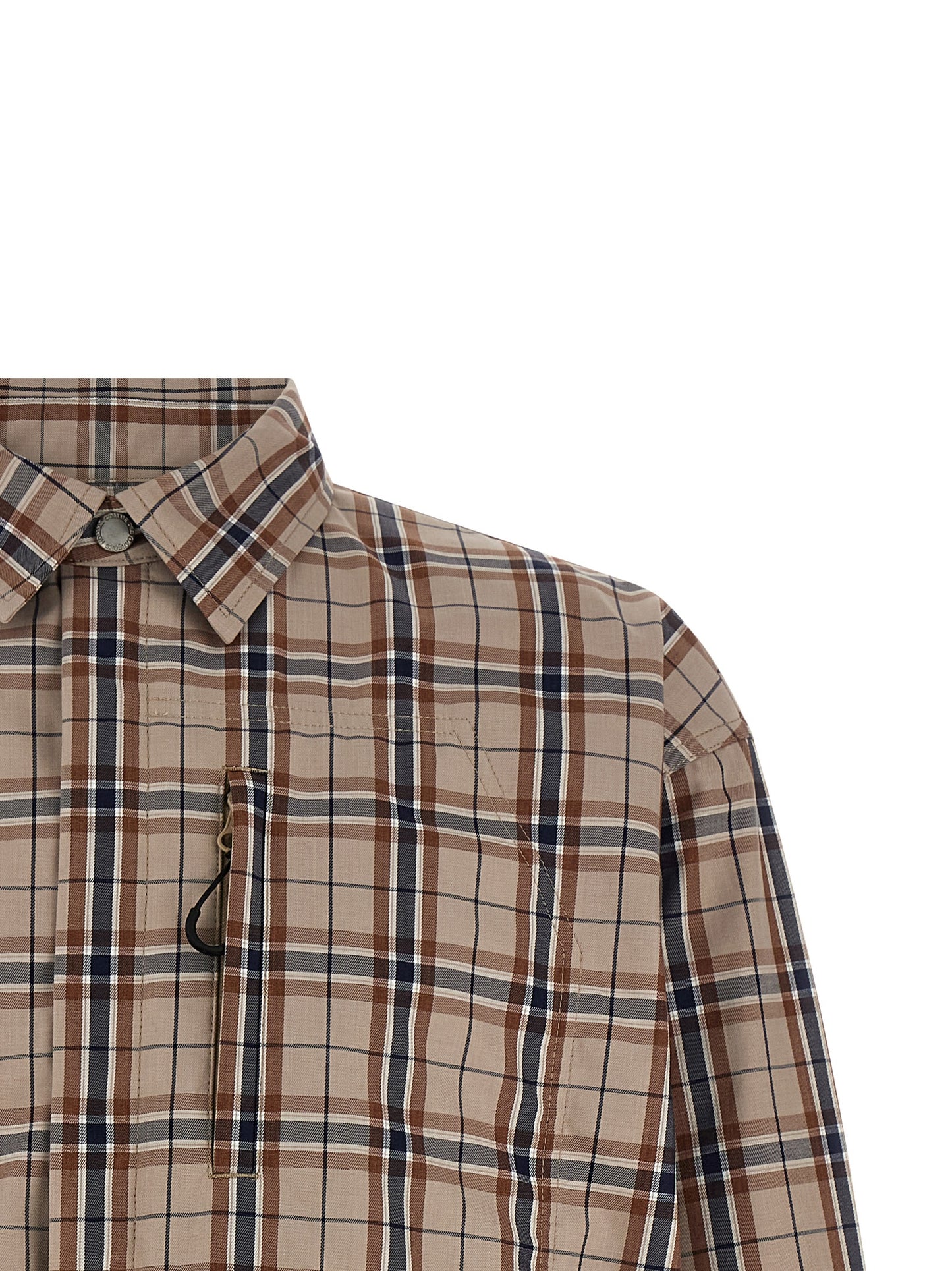 Comme des Garçons Beige Cotton Check-Print Full-Length Jacket