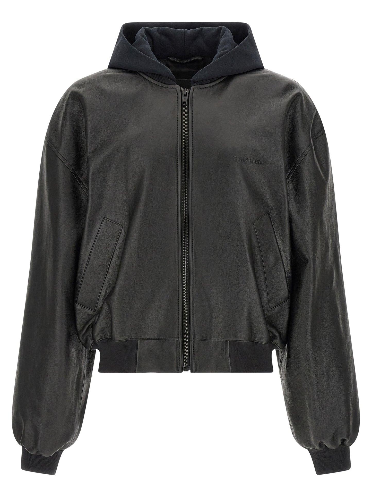 Balenciaga Black Lamb Leather Bomber Jacket