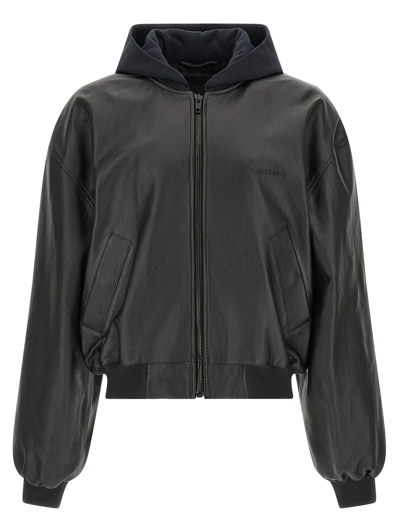 Balenciaga Black Lamb Leather Bomber Jacket
