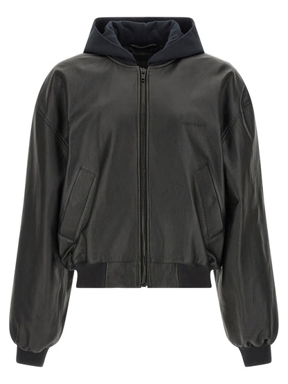 Balenciaga Black Lamb Leather Bomber Jacket