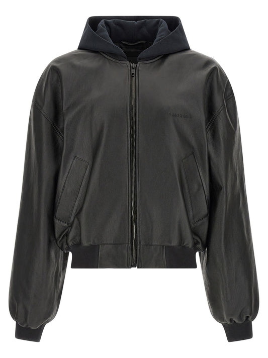 Balenciaga Black Lamb Leather Bomber Jacket