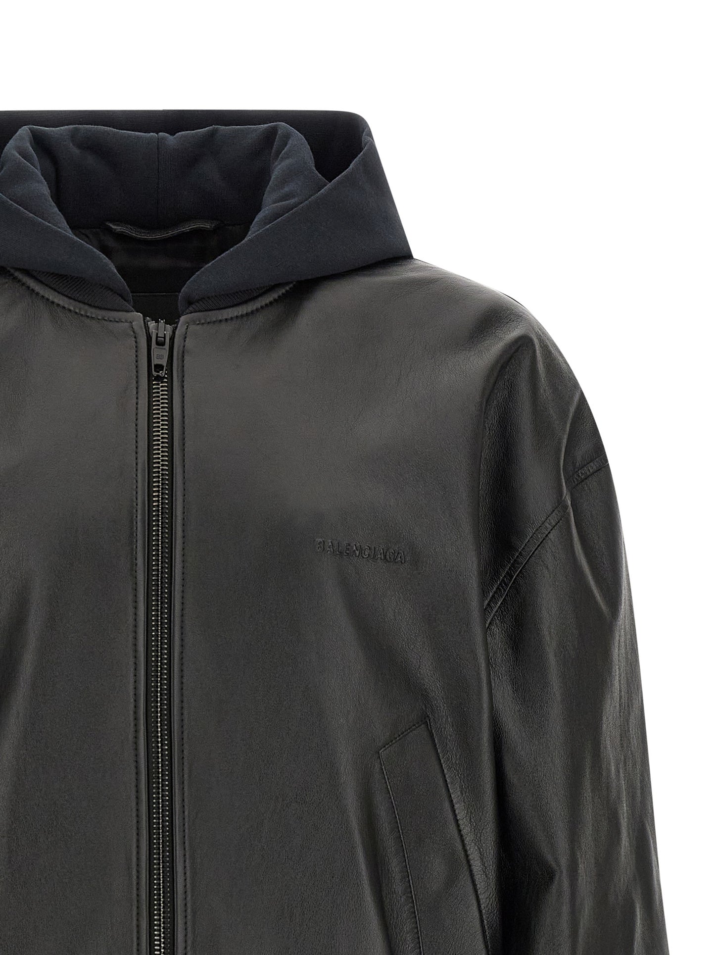 Balenciaga Black Lamb Leather Bomber Jacket