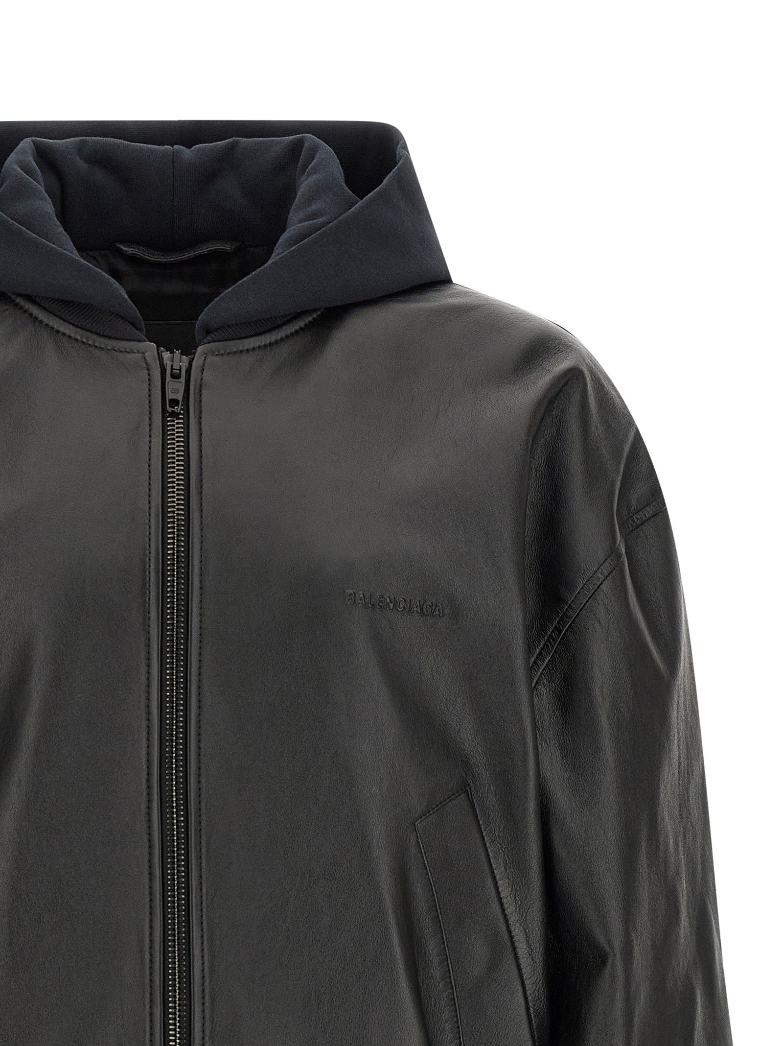 Balenciaga Black Lamb Leather Bomber Jacket
