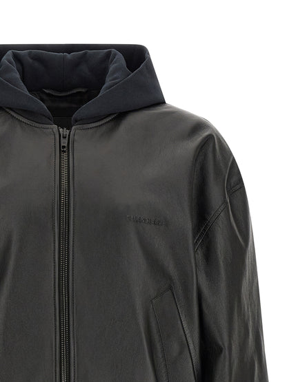 Balenciaga Black Lamb Leather Bomber Jacket