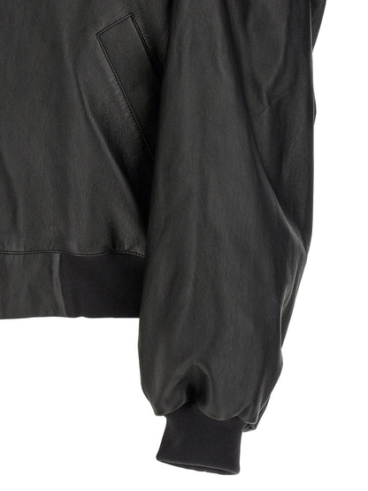 Balenciaga Black Lamb Leather Bomber Jacket