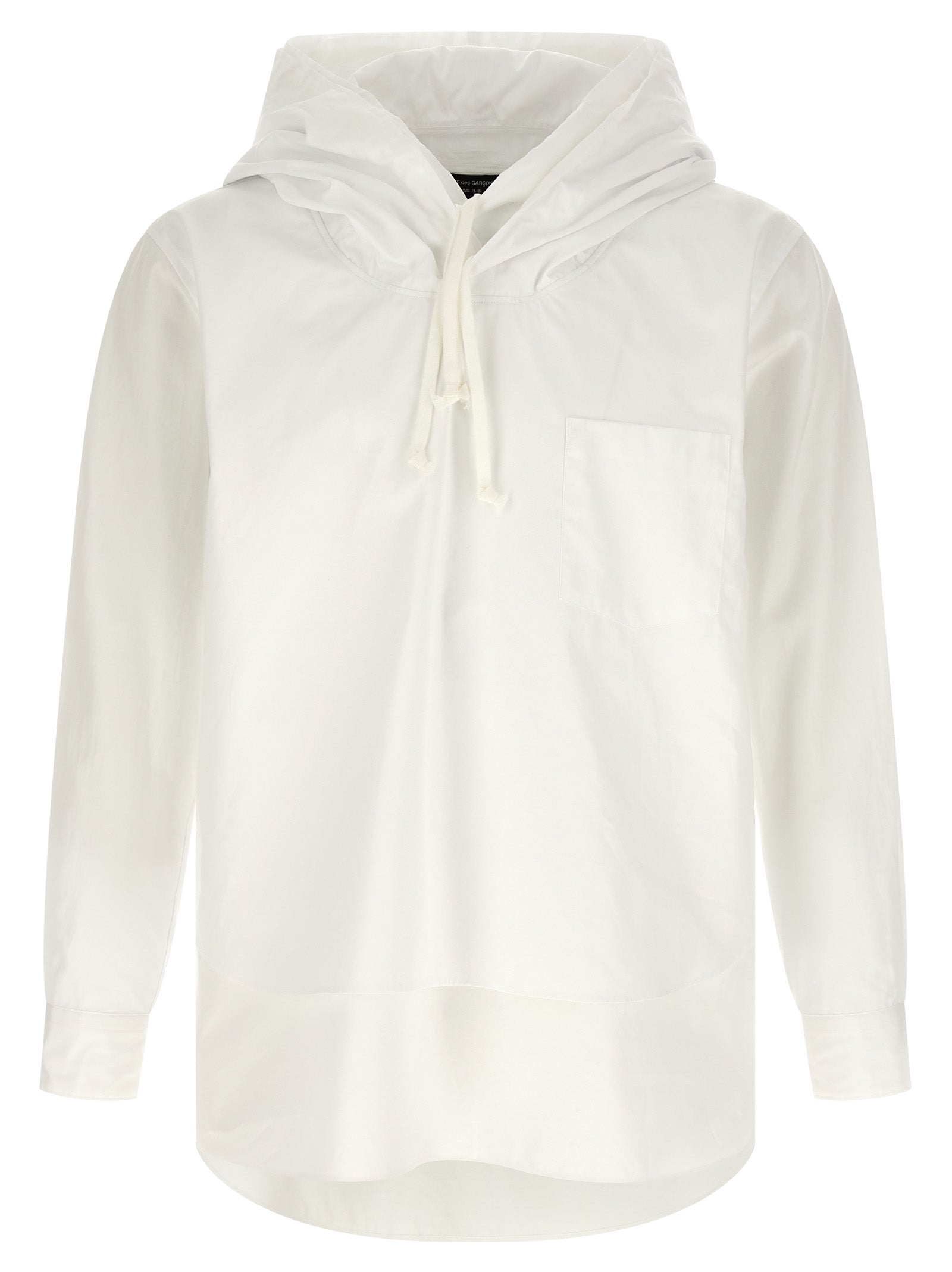 Comme Des Garçons White Cotton Poplin Blouse with Adjustable Hood