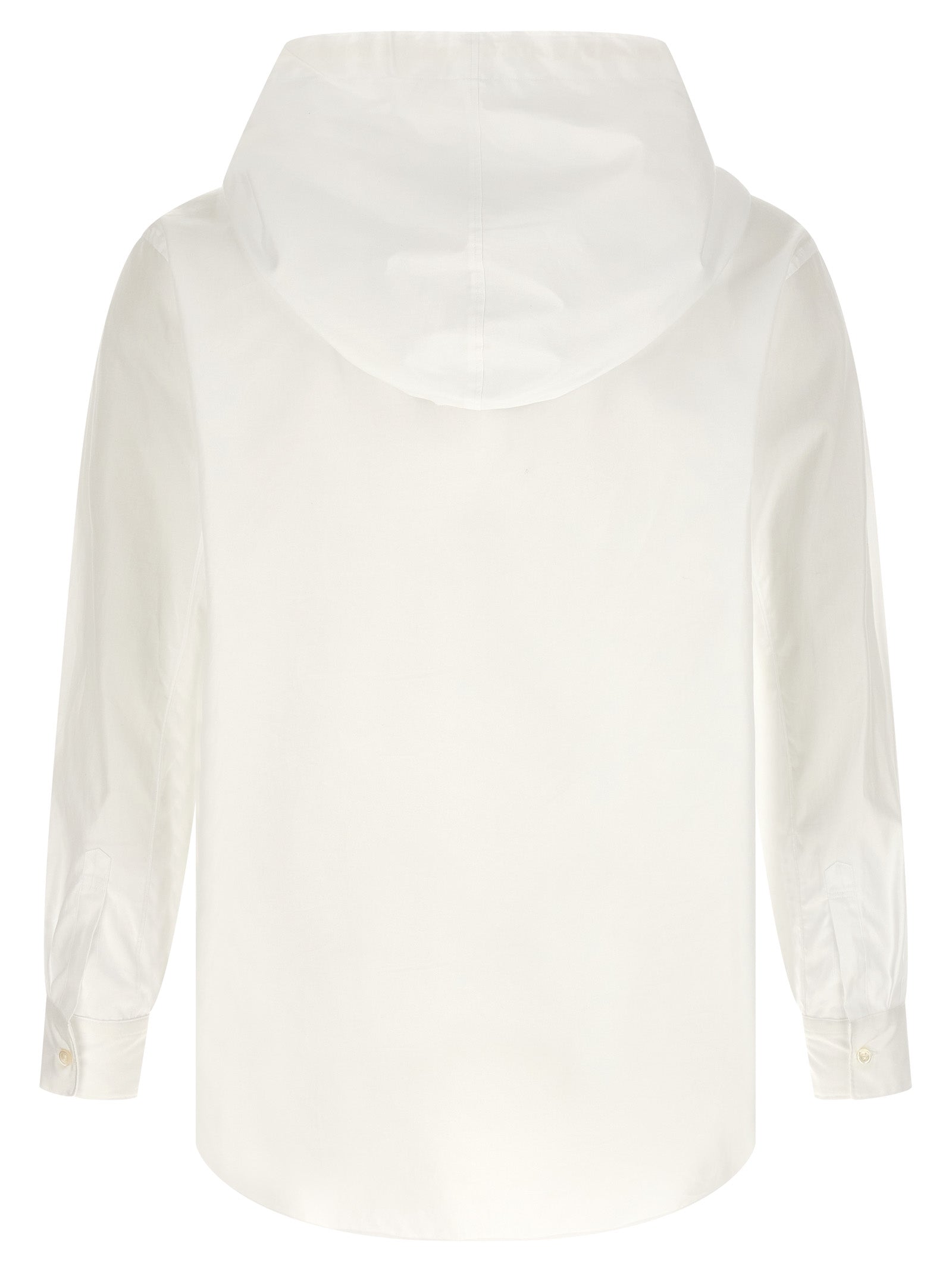 Comme Des Garçons White Cotton Poplin Blouse with Adjustable Hood