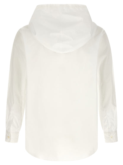 Comme Des Garçons White Cotton Poplin Blouse with Adjustable Hood
