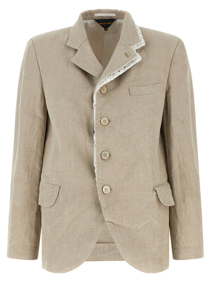 Comme Des Garçons Chevron Linen Blazer in Beige