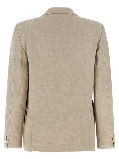 Comme Des Garçons Chevron Linen Blazer in Beige