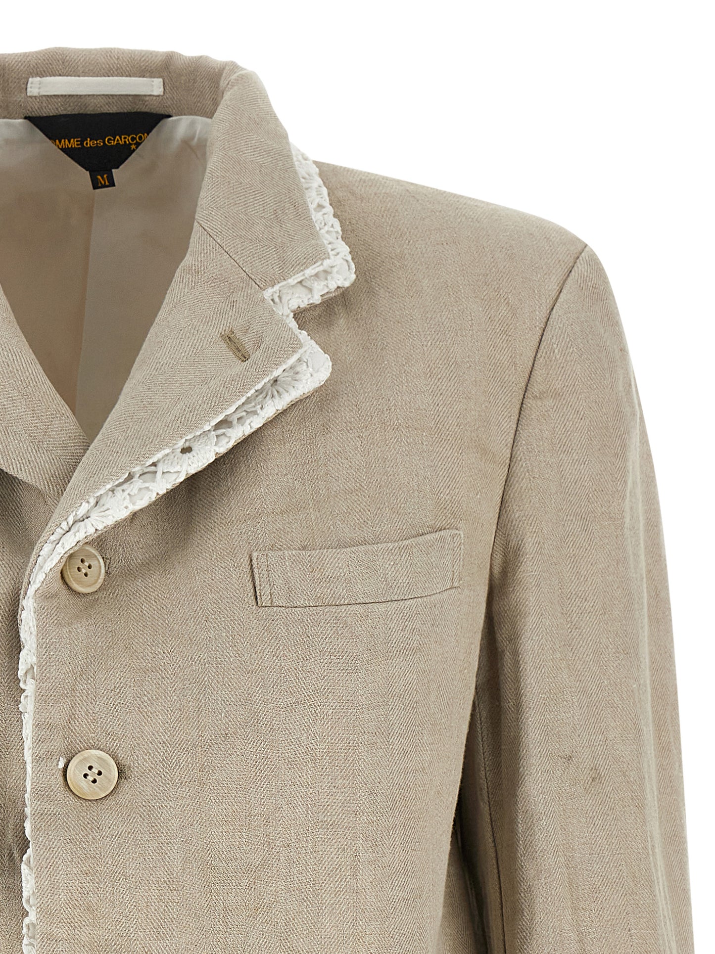 Comme Des Garçons Chevron Linen Blazer in Beige