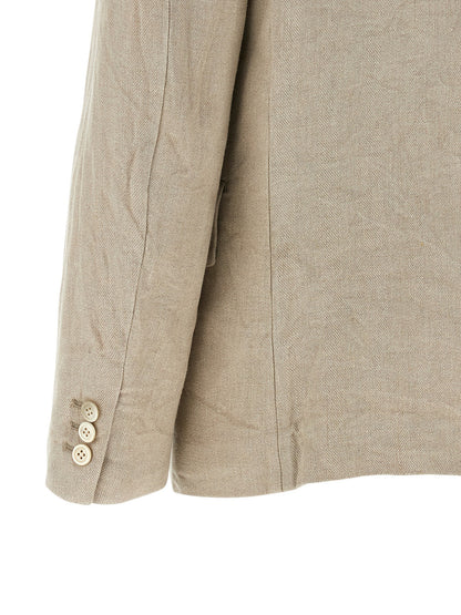 Comme Des Garçons Chevron Linen Blazer in Beige