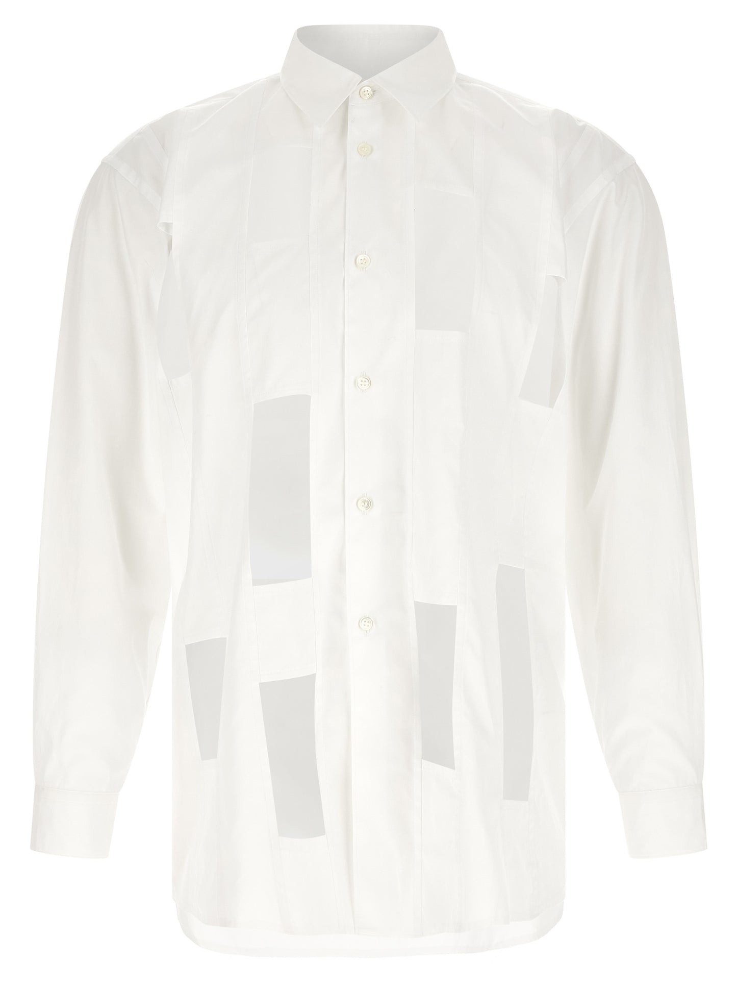 Comme des Garçons Avant-Garde White Cotton Blouse with Geometric Cut-Outs