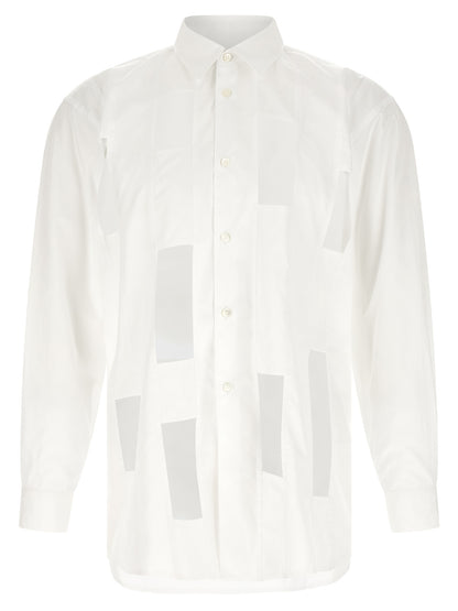 Comme des Garçons Avant-Garde White Cotton Blouse with Geometric Cut-Outs