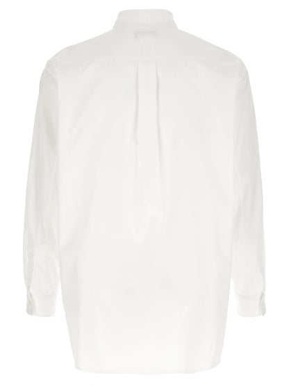 Comme des Garçons Avant-Garde White Cotton Blouse with Geometric Cut-Outs