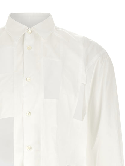 Comme des Garçons Avant-Garde White Cotton Blouse with Geometric Cut-Outs