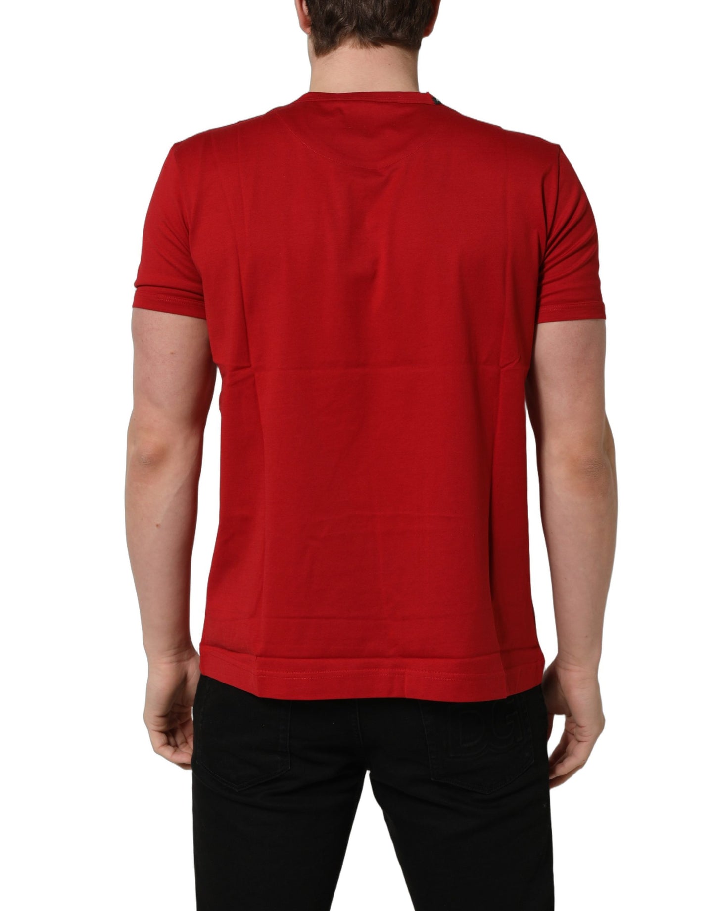 Dolce & Gabbana Red Cotton Crew Neck T-shirt