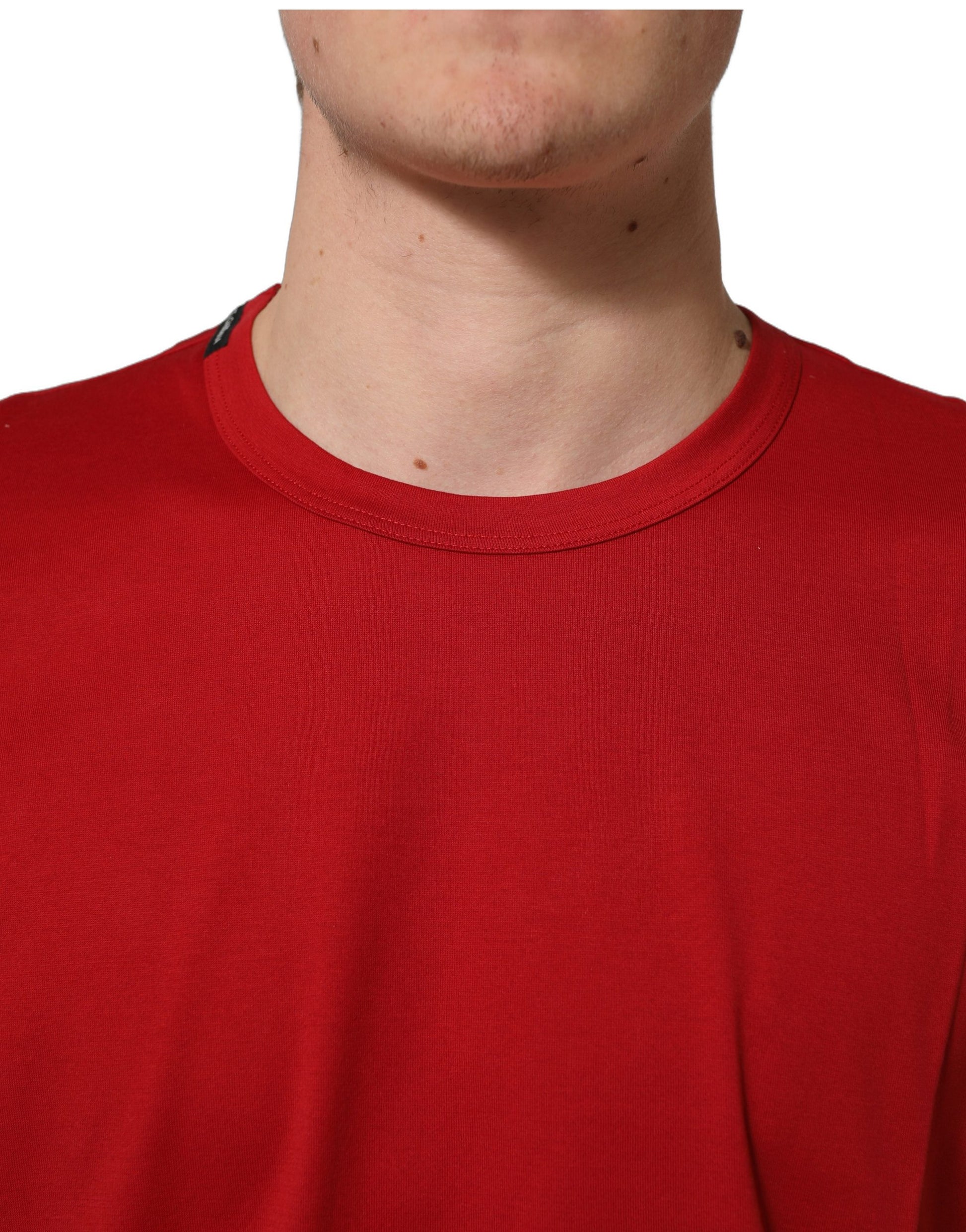 Dolce & Gabbana Red Cotton Crew Neck T-shirt