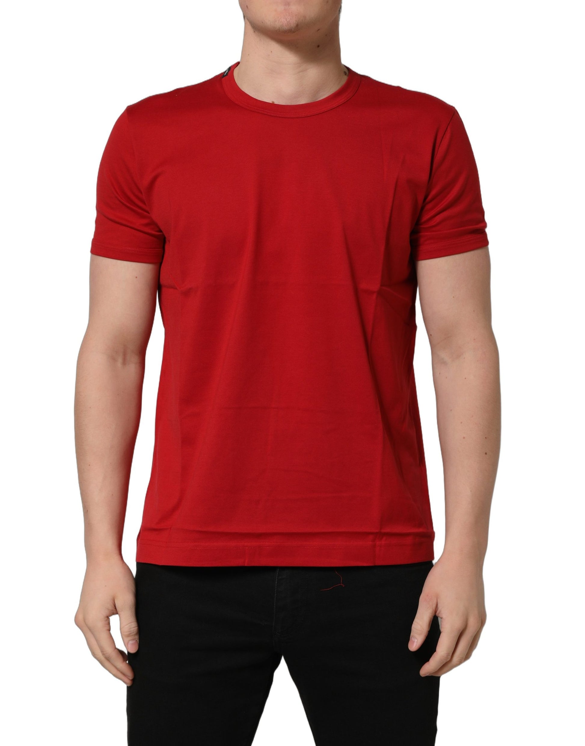Dolce & Gabbana Red Cotton Crew Neck T-shirt