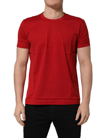 Dolce & Gabbana Red Cotton Crew Neck T-shirt