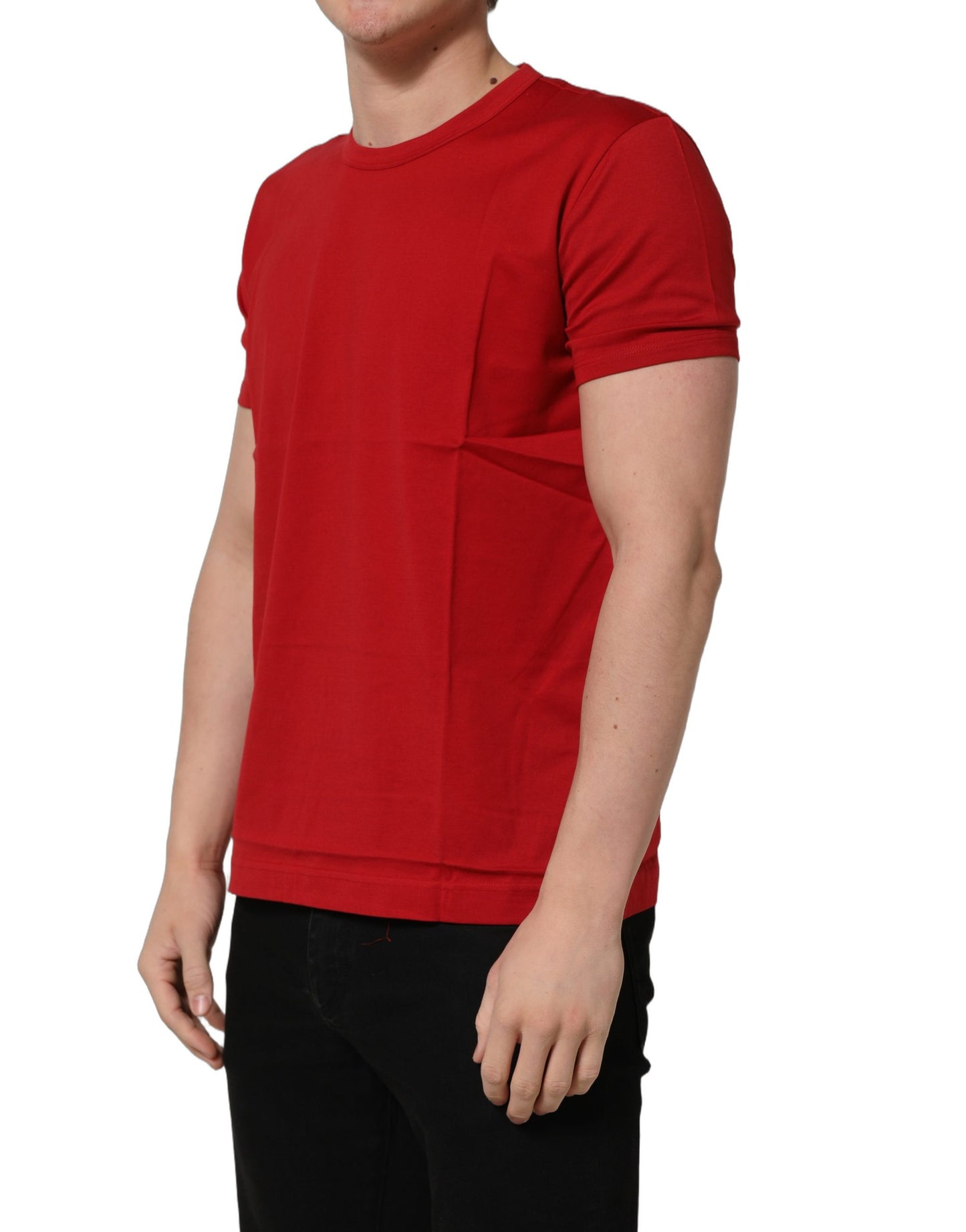 Dolce & Gabbana Red Cotton Crew Neck T-shirt